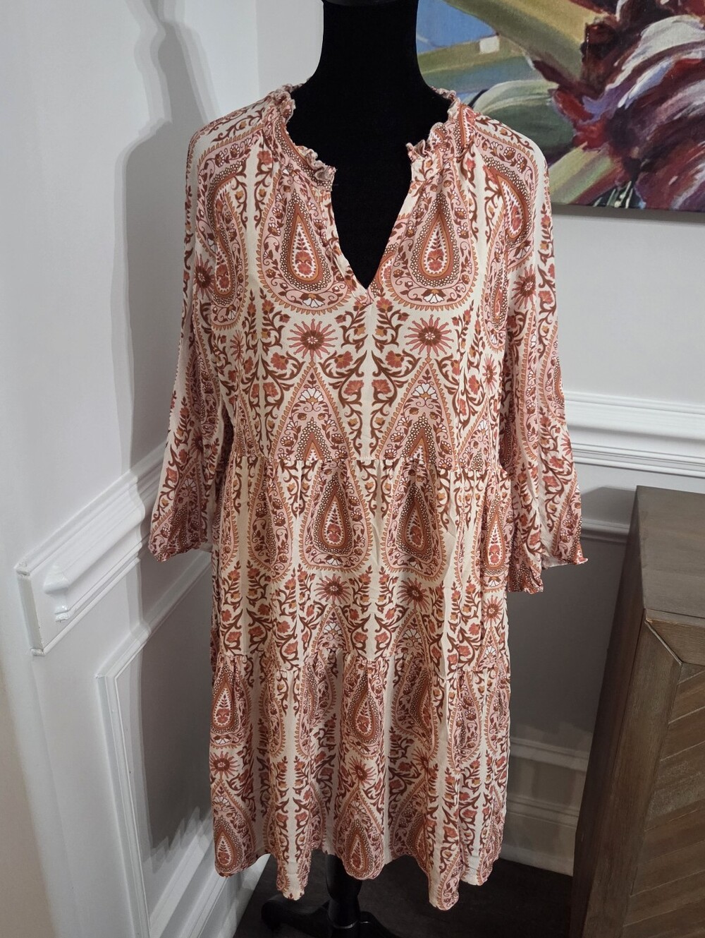 Spartina Maisie Pink House Boho Paisley Cottage Core Fairy Dress Large